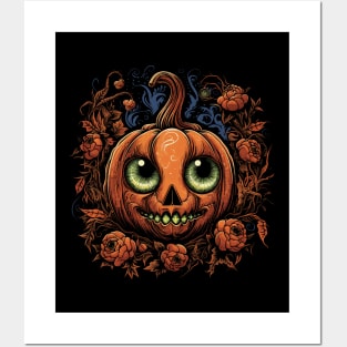 Funny Halloween Pumpkin, Spooky Pumpkin Face Posters and Art